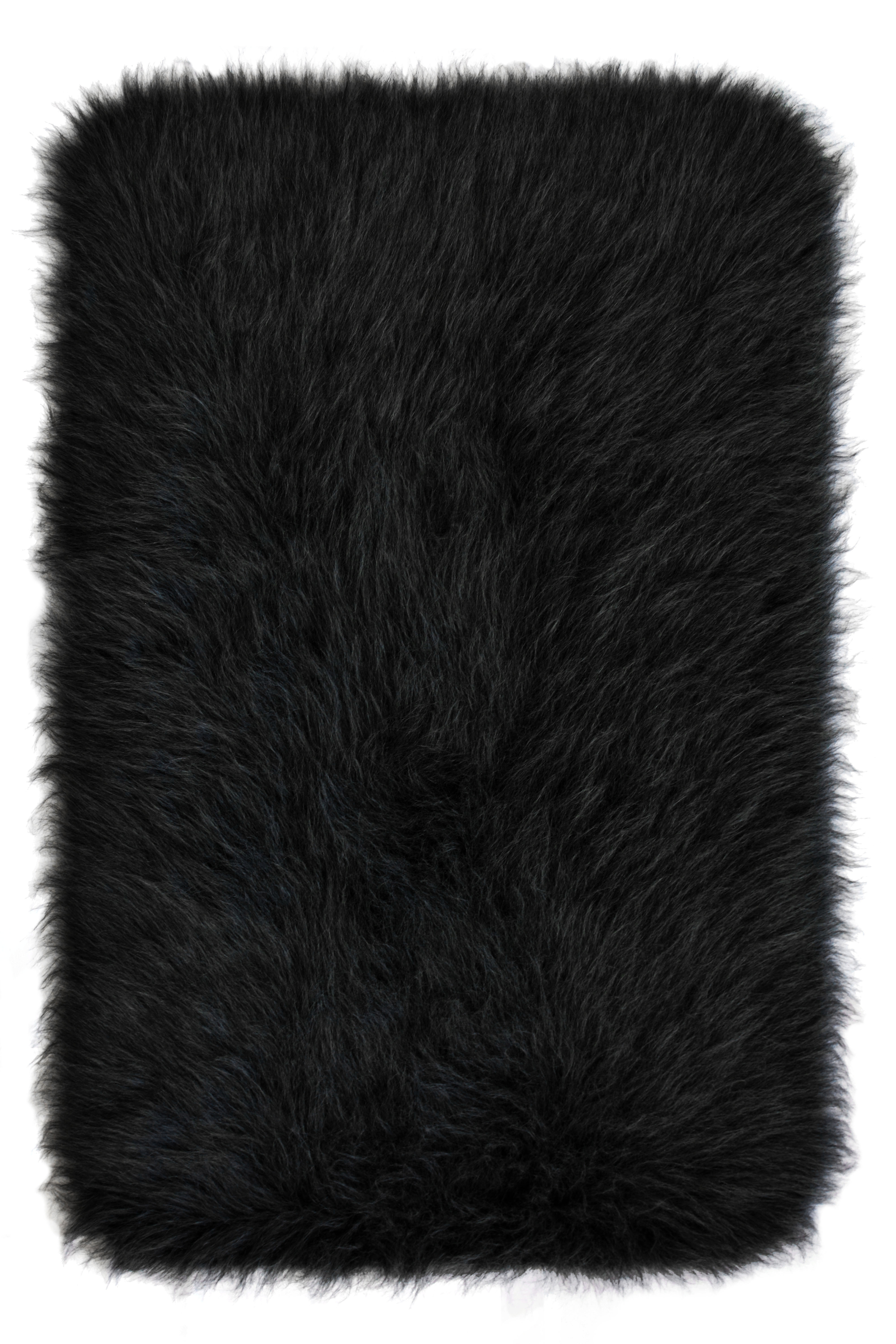 Washable Mongolian Fur Rug - Black - Med